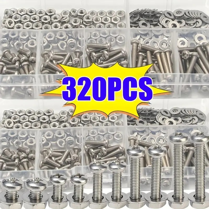 Furniture Home Hardware - 320PCS 육각 너트 및 볼트 세트